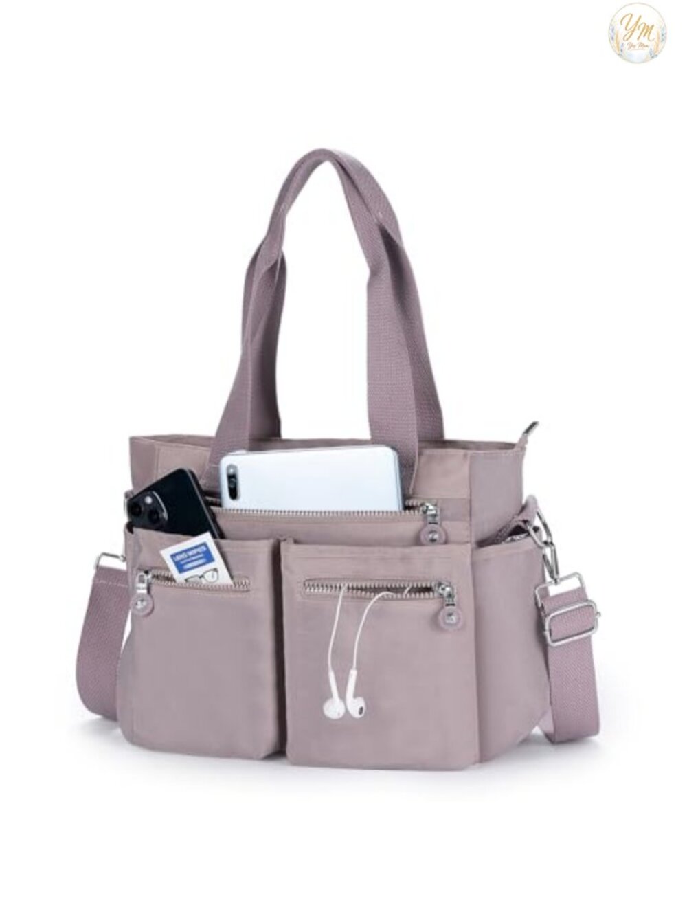 CALUOMATT Nylon Tote Bag Women Work Handbag Crossbody Multiple Pockets